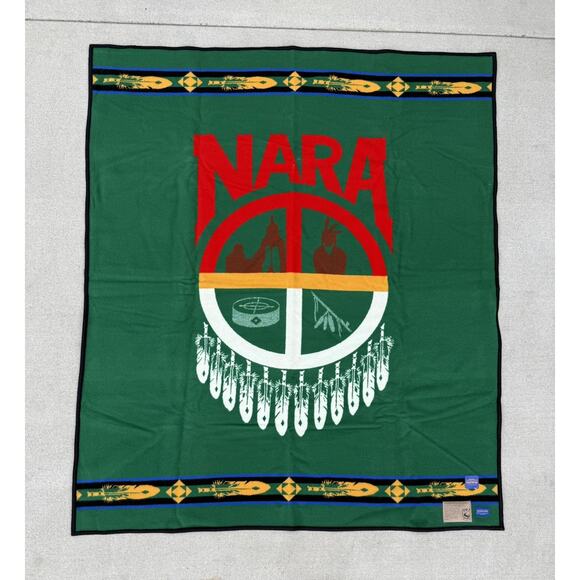 NWT Pendleton NARA Wool Blanket 80"x64” Green/Red Limited Edition * READ - Picture 1 of 14